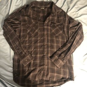 Vans Black Plaid Button Down Flannel